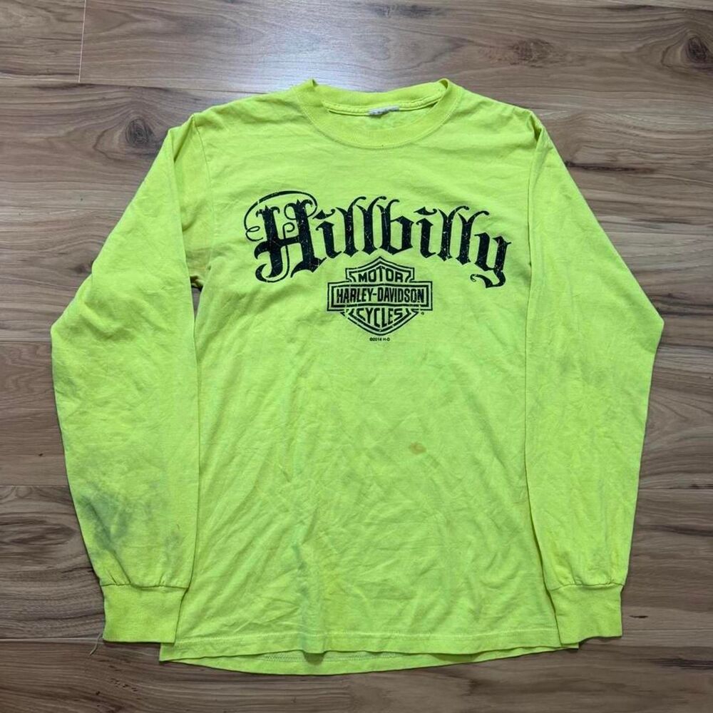Harley Davidson Hillbilly long sleeve shirt y2k style distressed size medium